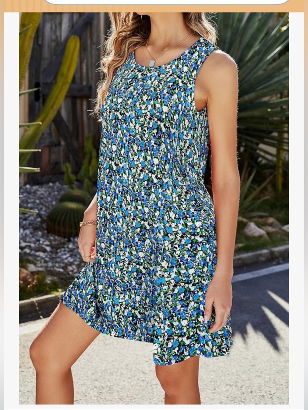 SimpleFun Blue and Green Floral Sundress, size Large